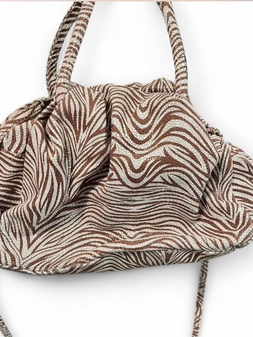 HOBO Zebra-Print Metallic Brown and Cream Shoulder Bag